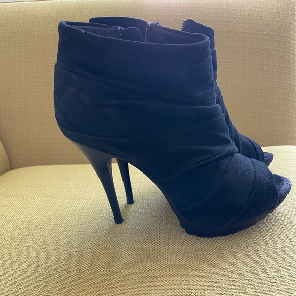 Miss Sixty Suede High Heel Peep Toe Booties Bl 38 - Picture 3 of 5
